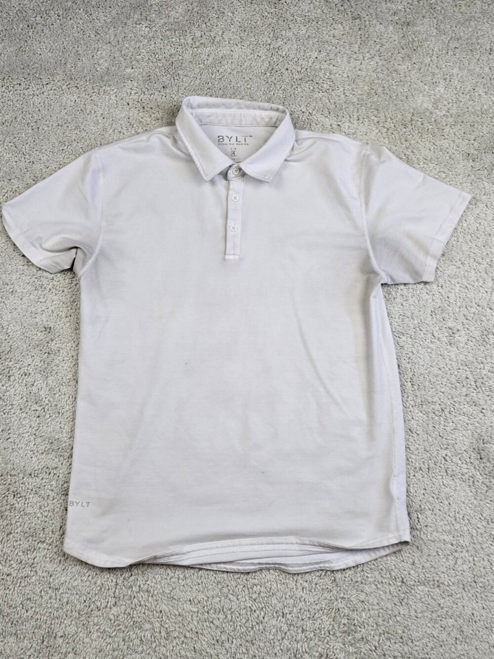 BYLT Premium Basics Polo Lux Shirt Men’s Size Medium M White Short Sleeve Golf